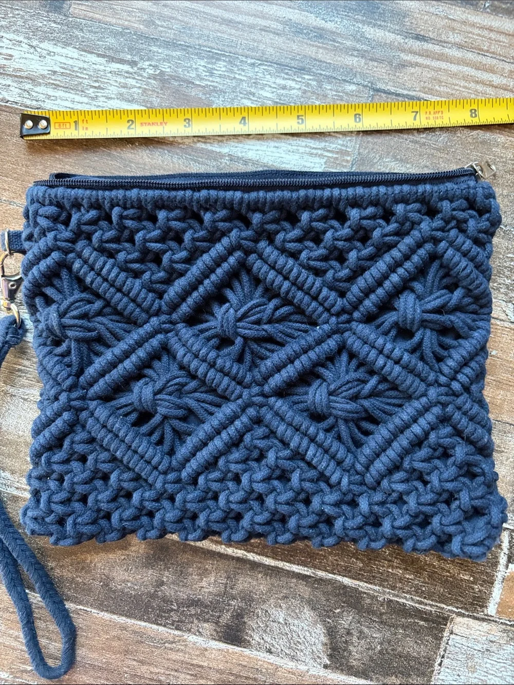 Maurices Navy Macramé Wristlet Clutch